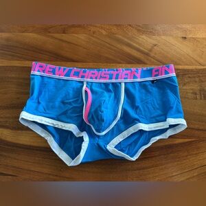 Andrew Christian Show It Trunks in Blue with Pink and White Accents
